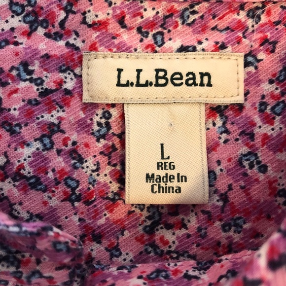 L.L. Bean Short Sleeve Button Up in Floral Size L - Picture 3 of 5